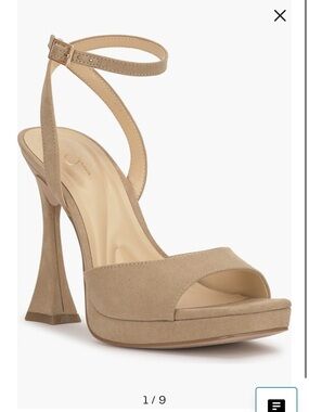 Jessica Simpson Taupe Suede Platform Ankle-Strap Sandal